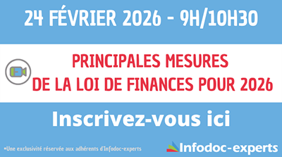 Visuel du webinaire "Principales mesures de la Loi de finances pour 2026"